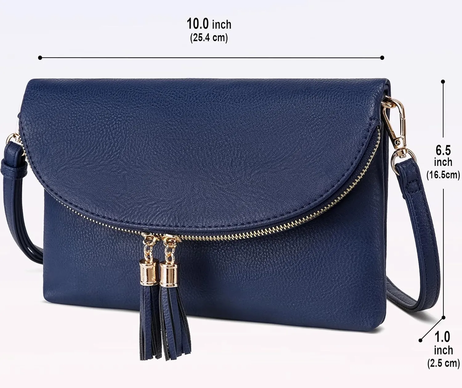 Solene Womens Envelop Clutch Purse Multi Compartments, 6 Card Slot Inside, Crossbody Bag With Tassels