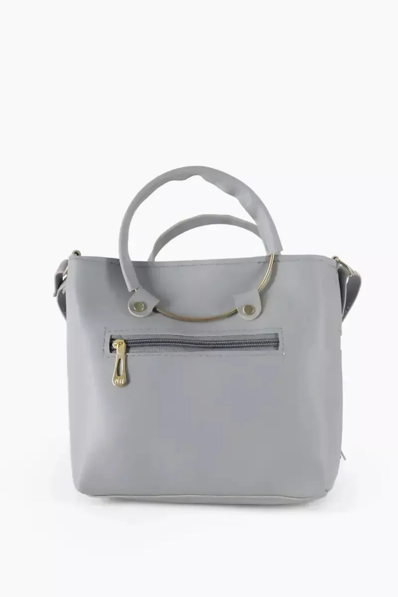 Solid Sling Bag with Pouch for Women & Girls - Light Grey