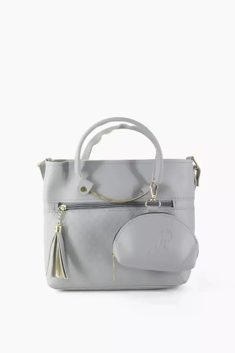 Solid Sling Bag with Pouch for Women & Girls - Light Grey