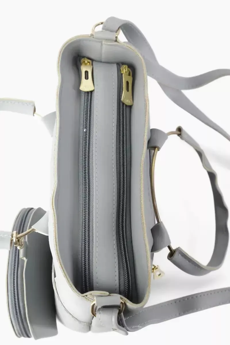 Solid Sling Bag with Pouch for Women & Girls - Light Grey
