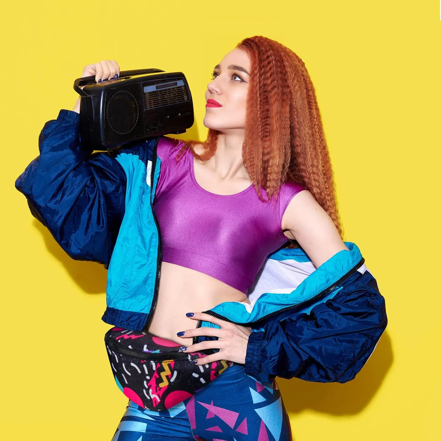 Sotiff 2 Pcs 80s 90s Fanny Pack Retro Waist Packs for Men Women Adjustable Casual Waist Bag Neon Cute Vintage Hiking Belt Bags for Travel Party Festival Hiking(Stylish Style)