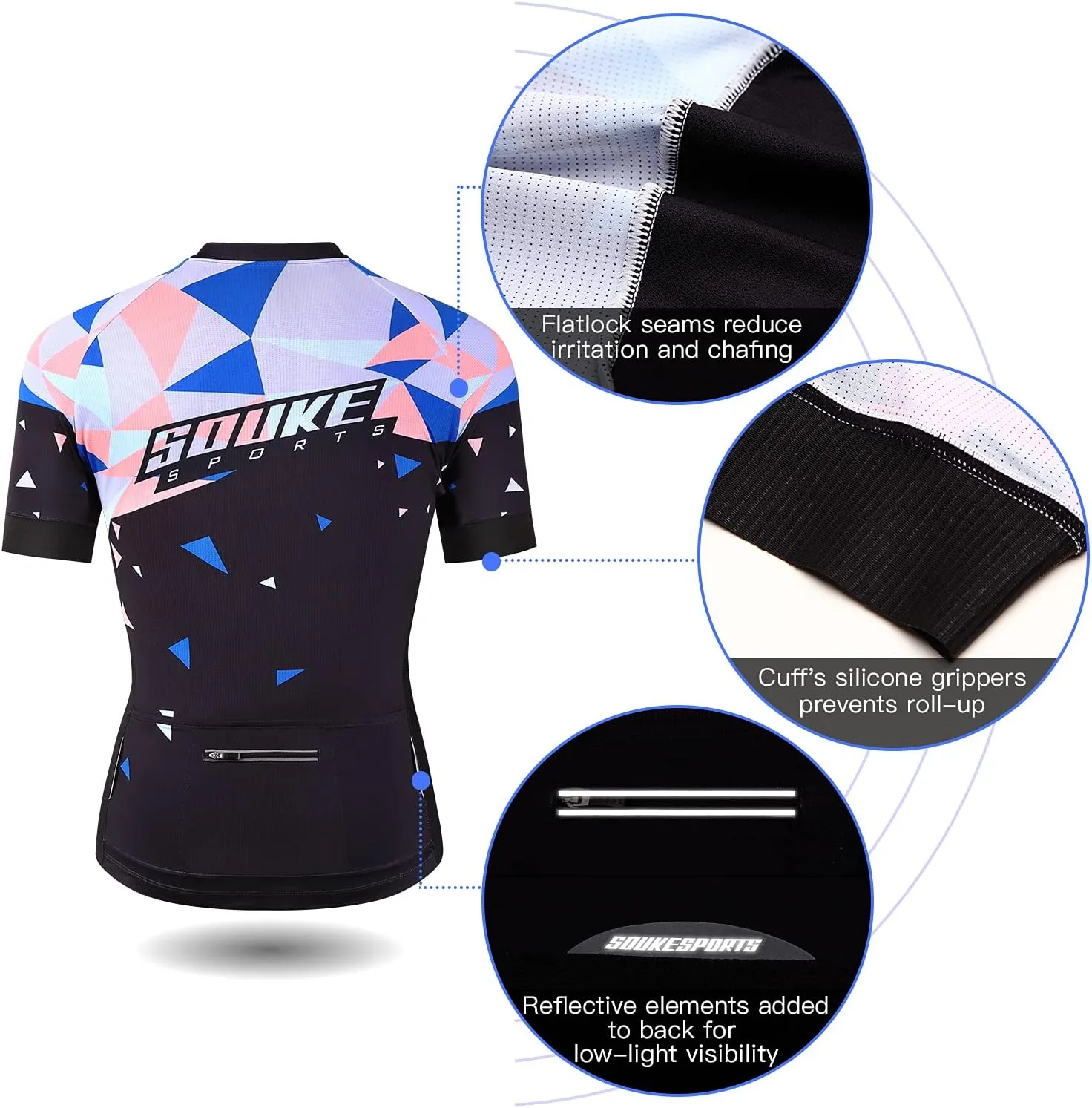 Souke Sports Women's Cycling Jersey Biking Shirts Short Sleeve Shirt Biking Clothing