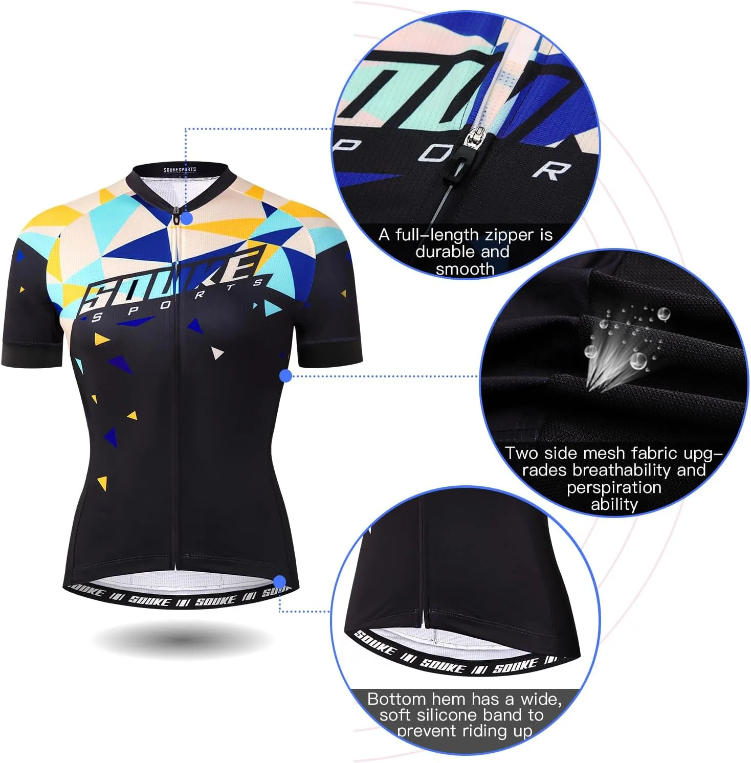 Souke Sports Women's Cycling Jersey Biking Shirts Short Sleeve Shirt Biking Clothing