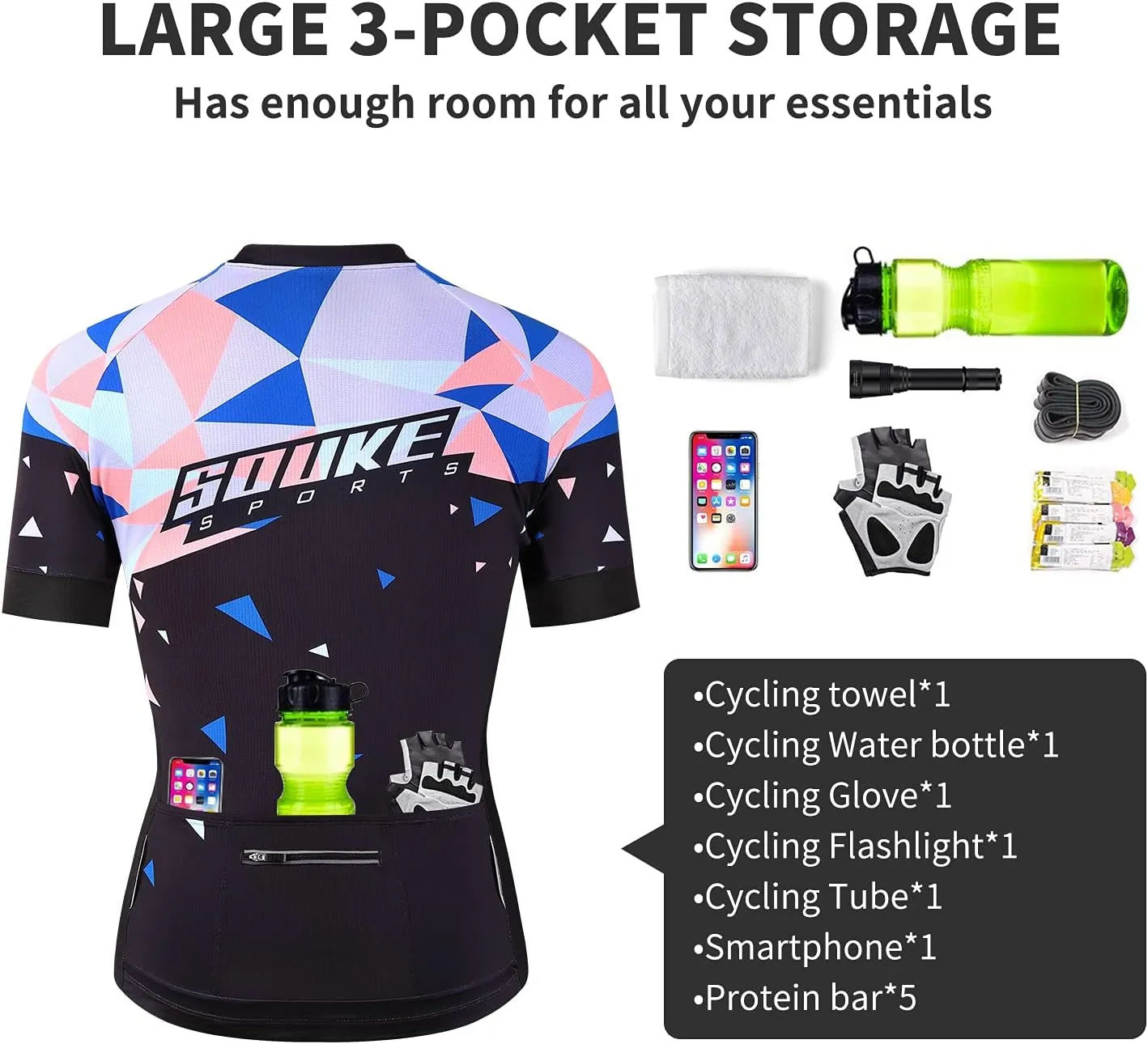 Souke Sports Women's Cycling Jersey Biking Shirts Short Sleeve Shirt Biking Clothing