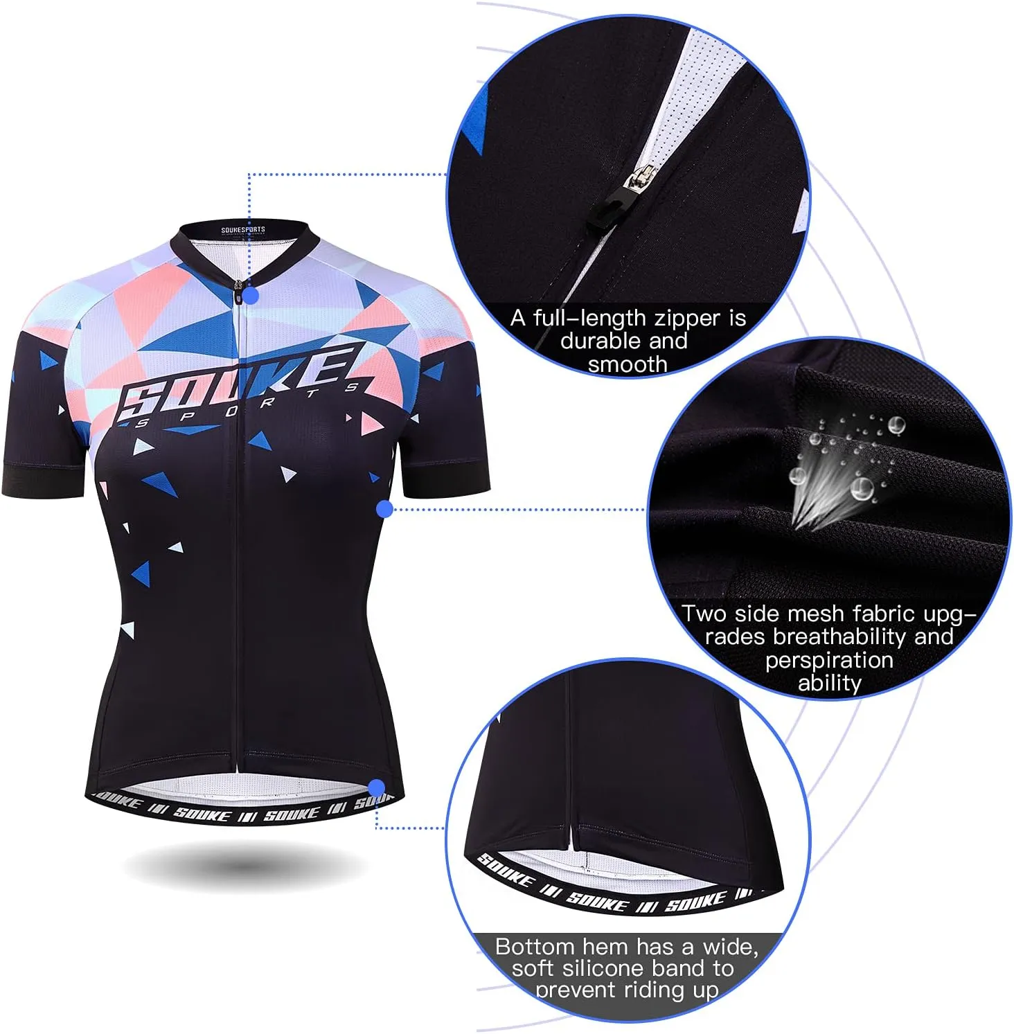 Souke Sports Women's Cycling Jersey Biking Shirts Short Sleeve Shirt Biking Clothing