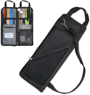 SoundMart DrumStick Bag - 8 Slot Drumstick Organizer, Durable Polyester Percussion Stick Bag with 2 Zipper Pockets, Business Card Slot, Adjustable Straps 26"-50.5" - Drum Sticks Holder for Musicians