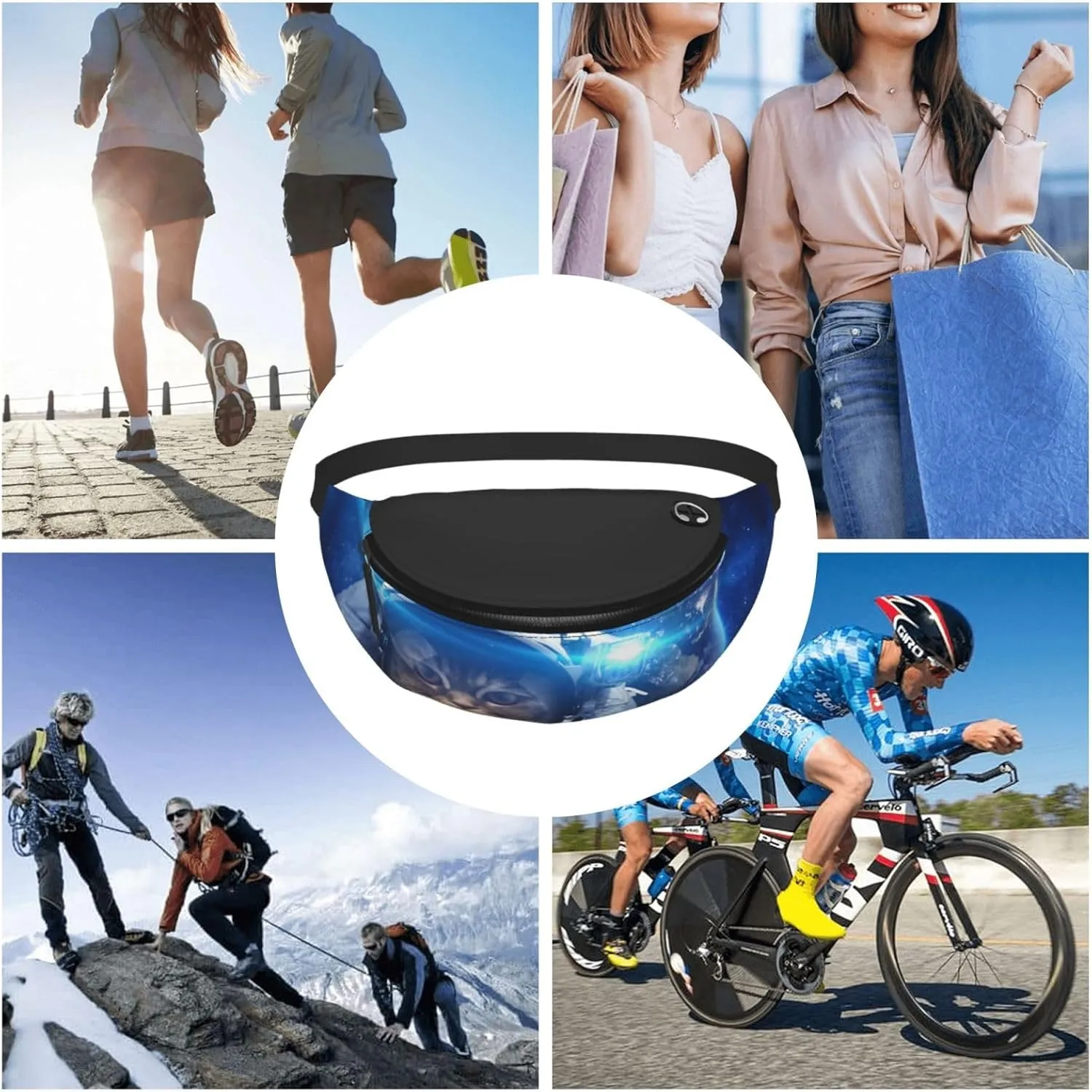 Space Cat Fashion Casual Fanny Pack Waist Bag Men Women Adjustable Belt Waist Bag For Travel Hiking Cycling Running Festival Carnival