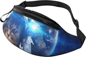 Space Cat Fashion Casual Fanny Pack Waist Bag Men Women Adjustable Belt Waist Bag For Travel Hiking Cycling Running Festival Carnival