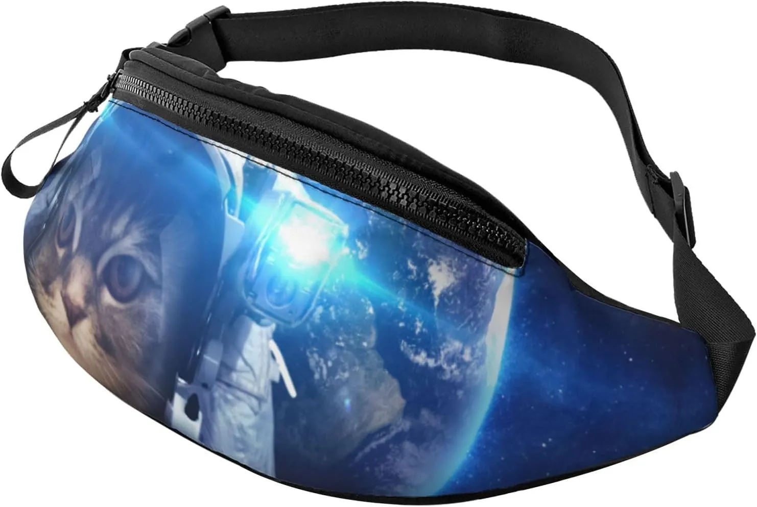 Space Cat Fashion Casual Fanny Pack Waist Bag Men Women Adjustable Belt Waist Bag For Travel Hiking Cycling Running Festival Carnival