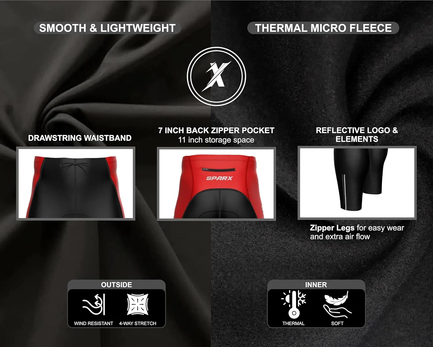 Sparx Men's Super Roubaix Thermal Cycling Tight Bike Bicycle Pants Cool Max Padded
