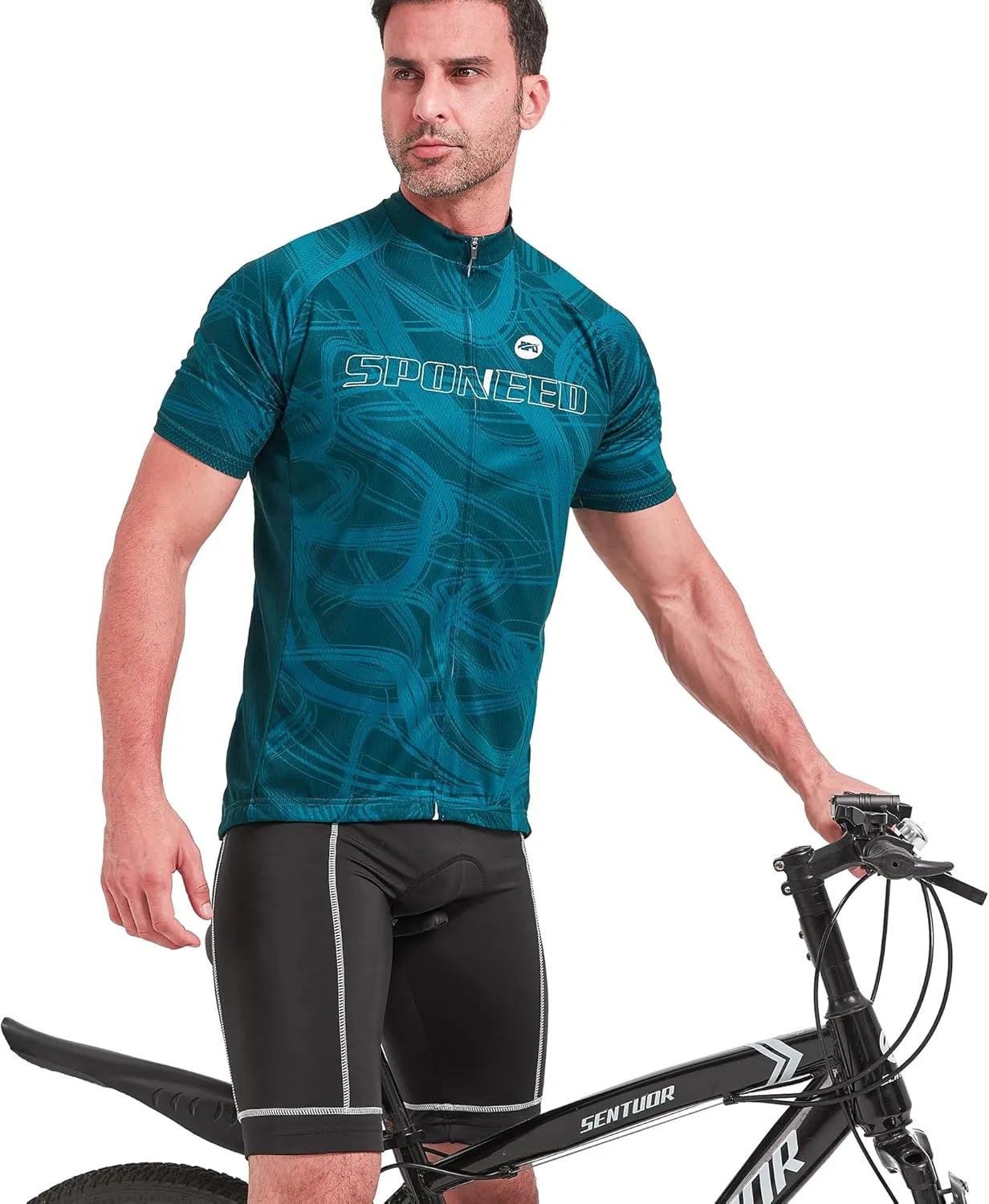 sponeed Men's Cycling Jerseys Tops Biking Shirts Short Sleeve Bike Clothing Full Zipper Bicycle Jacket with Pockets