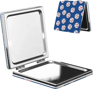Sport Baseball Pattern Women Mini Cosmetic Mirror Folding Portable Pocket Makeup Mirror