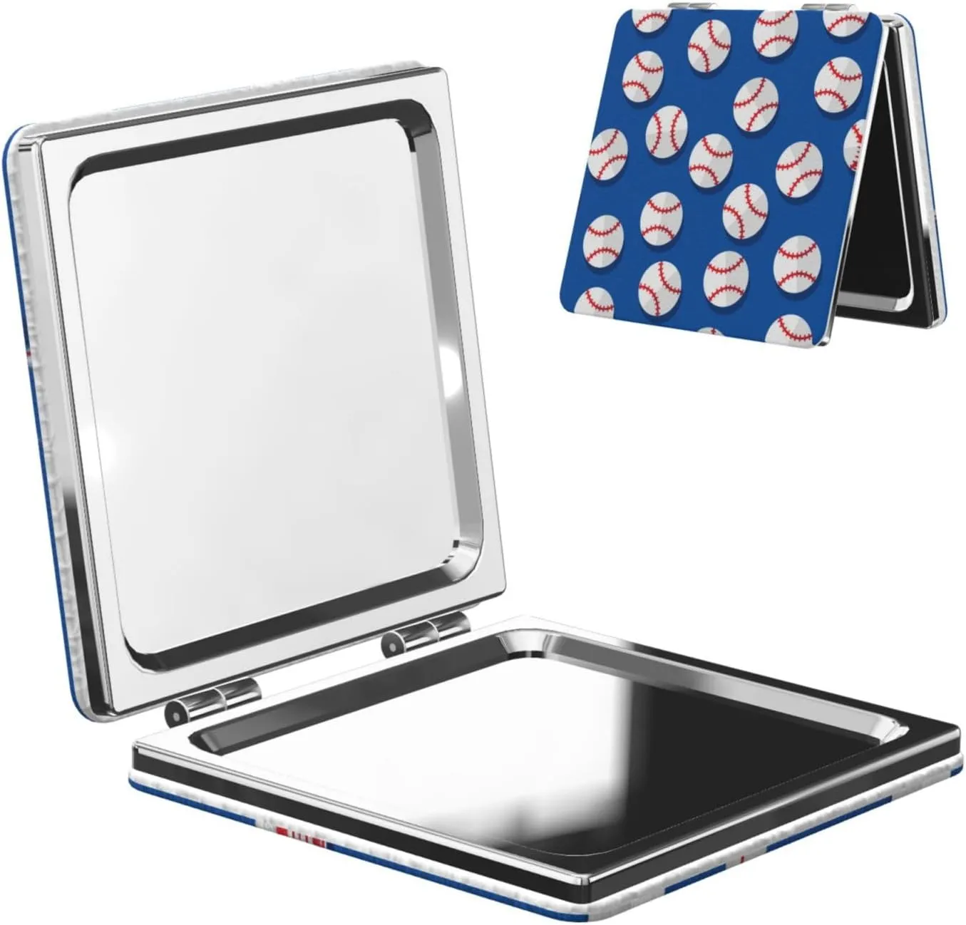 Sport Baseball Pattern Women Mini Cosmetic Mirror Folding Portable Pocket Makeup Mirror