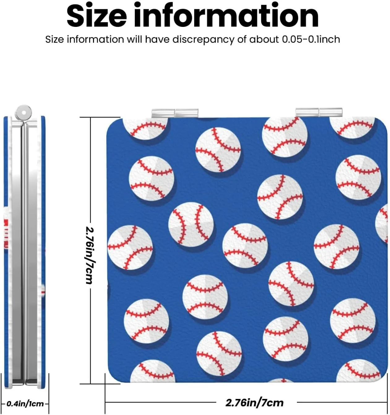 Sport Baseball Pattern Women Mini Cosmetic Mirror Folding Portable Pocket Makeup Mirror