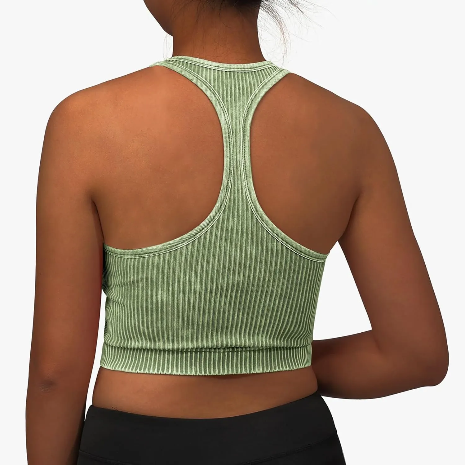 Sports Bras for Women Push Up Ribbed Knit Racerback Bra No Wire Workout Yoga Bras Comfort Gym Fitness Tops