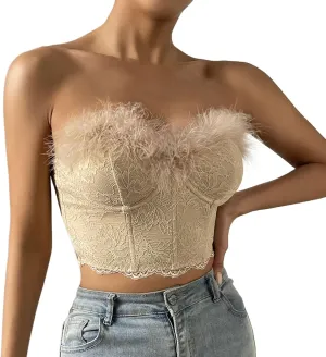 Sports Bras Packs and Sexy Lace Low Cut Open Back Feather Steel Ring Spicy Girl Bra Backless