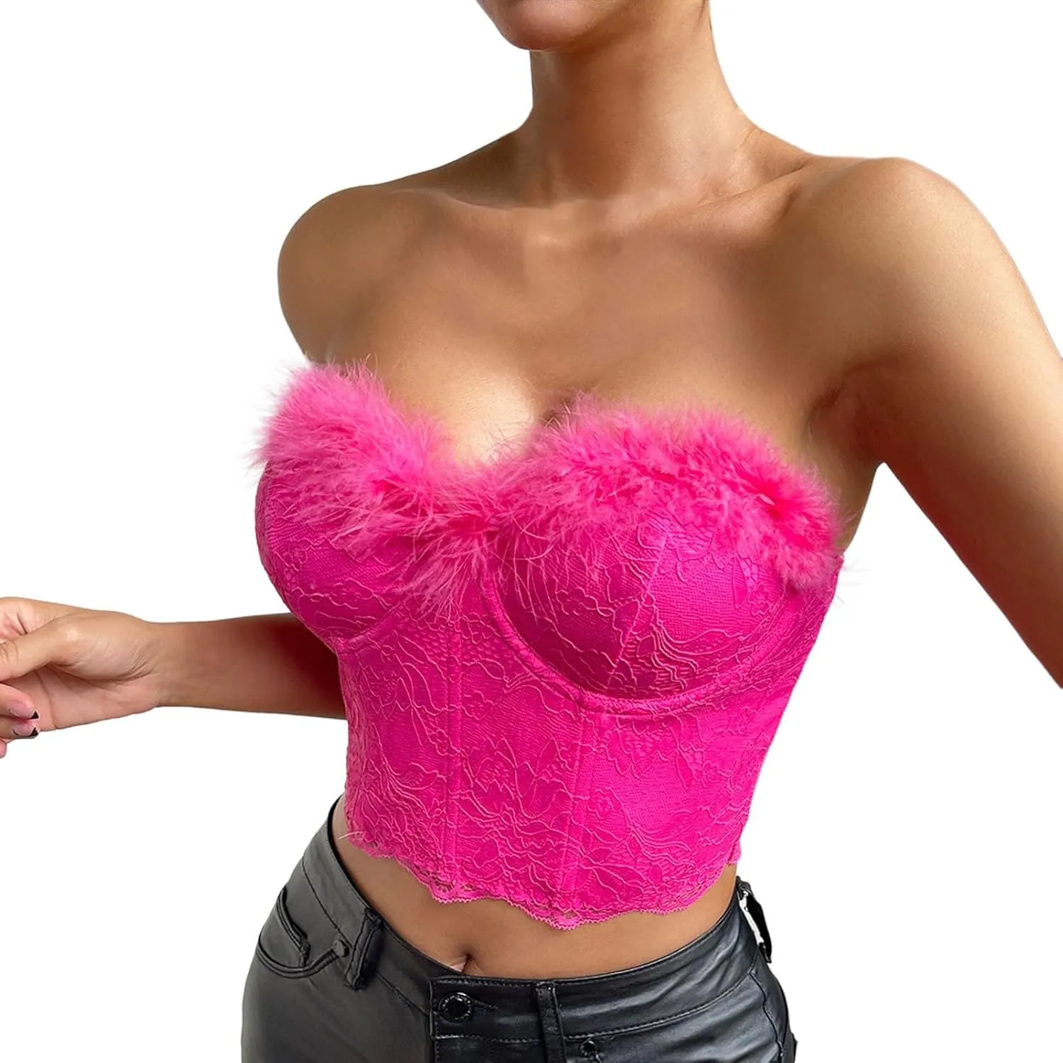 Sports Bras Packs and Sexy Lace Low Cut Open Back Feather Steel Ring Spicy Girl Bra Backless