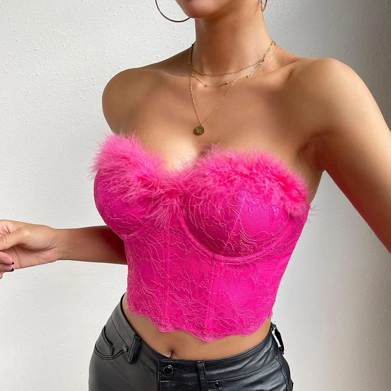 Sports Bras Packs and Sexy Lace Low Cut Open Back Feather Steel Ring Spicy Girl Bra Backless
