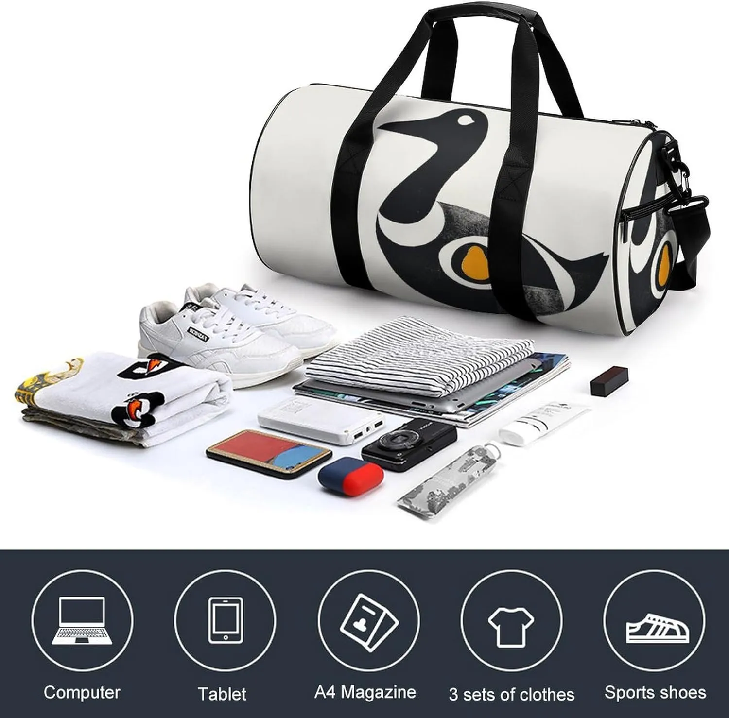Sports Gym Bag for Women Men Travel Duffel Bag Half Egg Yolk Weekender Bag Canvas Carry on Overnight Bag for Travel Swimming Fitness Workout Sports Duffle Bag, 17.7in/9in/9in, style