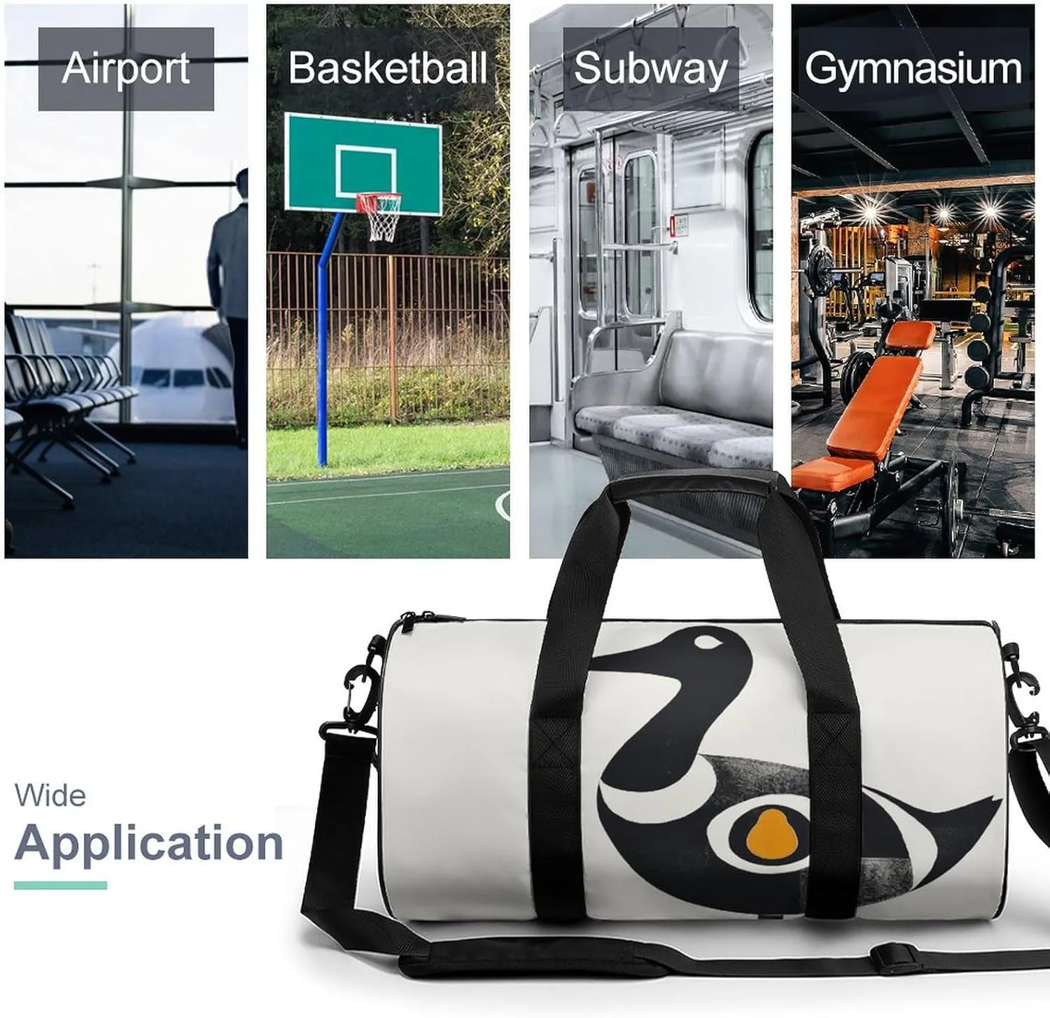 Sports Gym Bag for Women Men Travel Duffel Bag Half Egg Yolk Weekender Bag Canvas Carry on Overnight Bag for Travel Swimming Fitness Workout Sports Duffle Bag, 17.7in/9in/9in, style