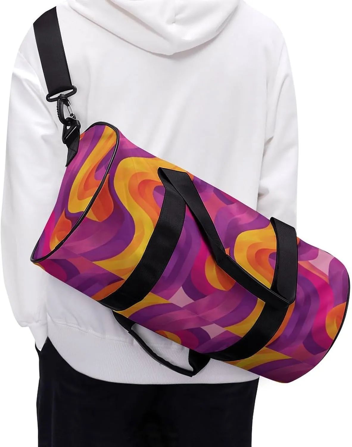 Sports Gym Bag for Women Men Travel Duffel Bag Simple Shape Pattern Weekender Bag Canvas Carry on Overnight Bag for Travel Swimming Fitness Workout Sports Duffle Bag