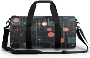 Sports Gym Bag for Women Men Travel Duffel Bag Squares And Circles Weekender Bag Canvas Carry on Overnight Bag for Travel Swimming Fitness Workout Sports Duffle Bag, 17.7in/9in/9in, style-3