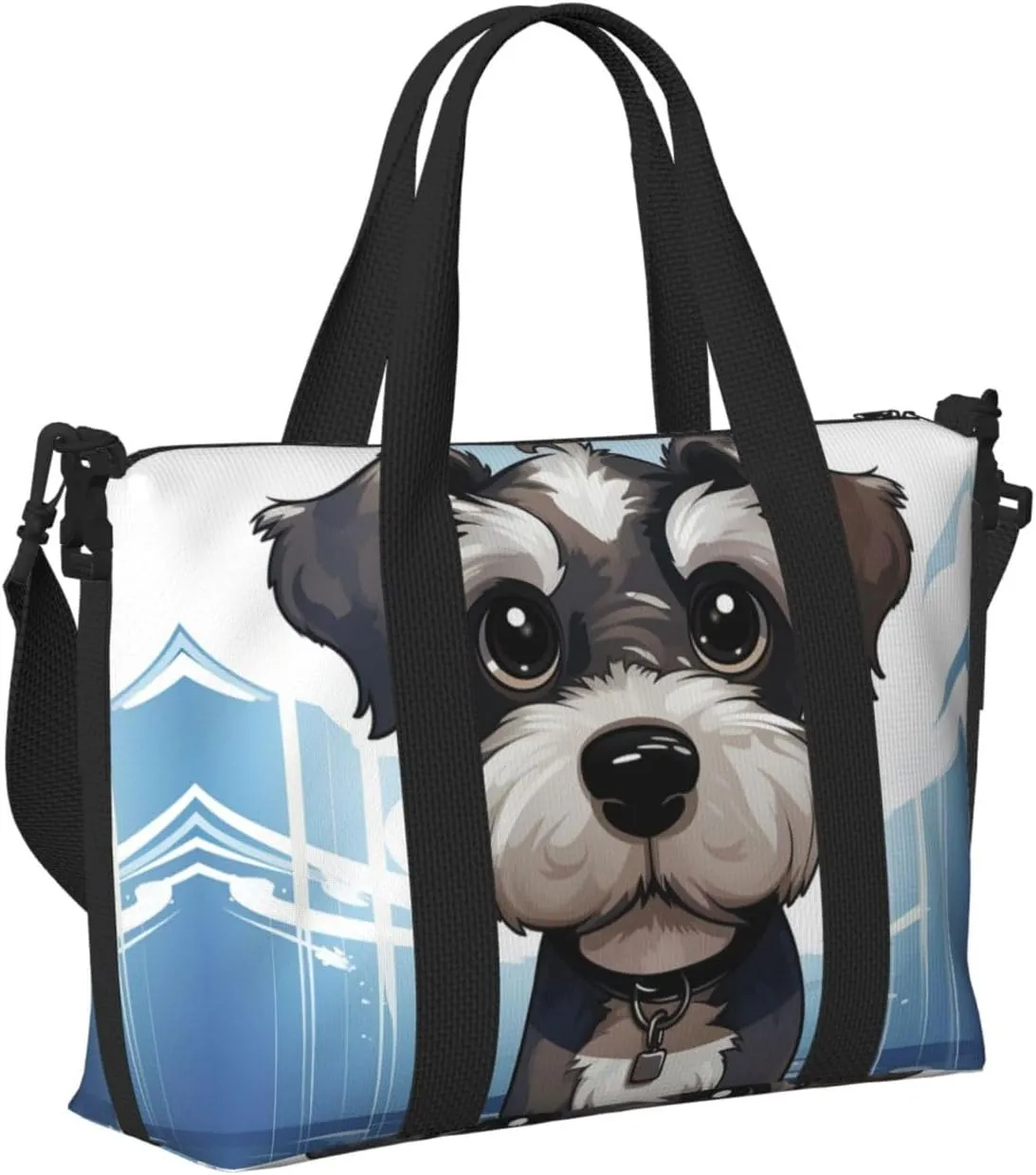 Sports Gym Bag for Women Men Travel Duffel Bag Tote adorable schnauzer Weekender Bag Canvas Carry on Overnight Bag for Travel Swimming Fitness Workout Sports Duffle Bag