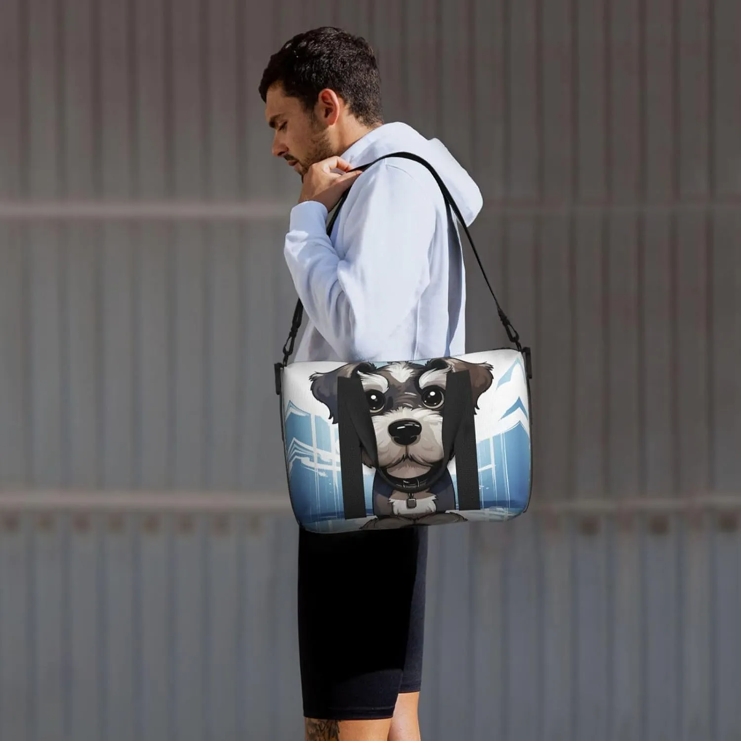 Sports Gym Bag for Women Men Travel Duffel Bag Tote adorable schnauzer Weekender Bag Canvas Carry on Overnight Bag for Travel Swimming Fitness Workout Sports Duffle Bag