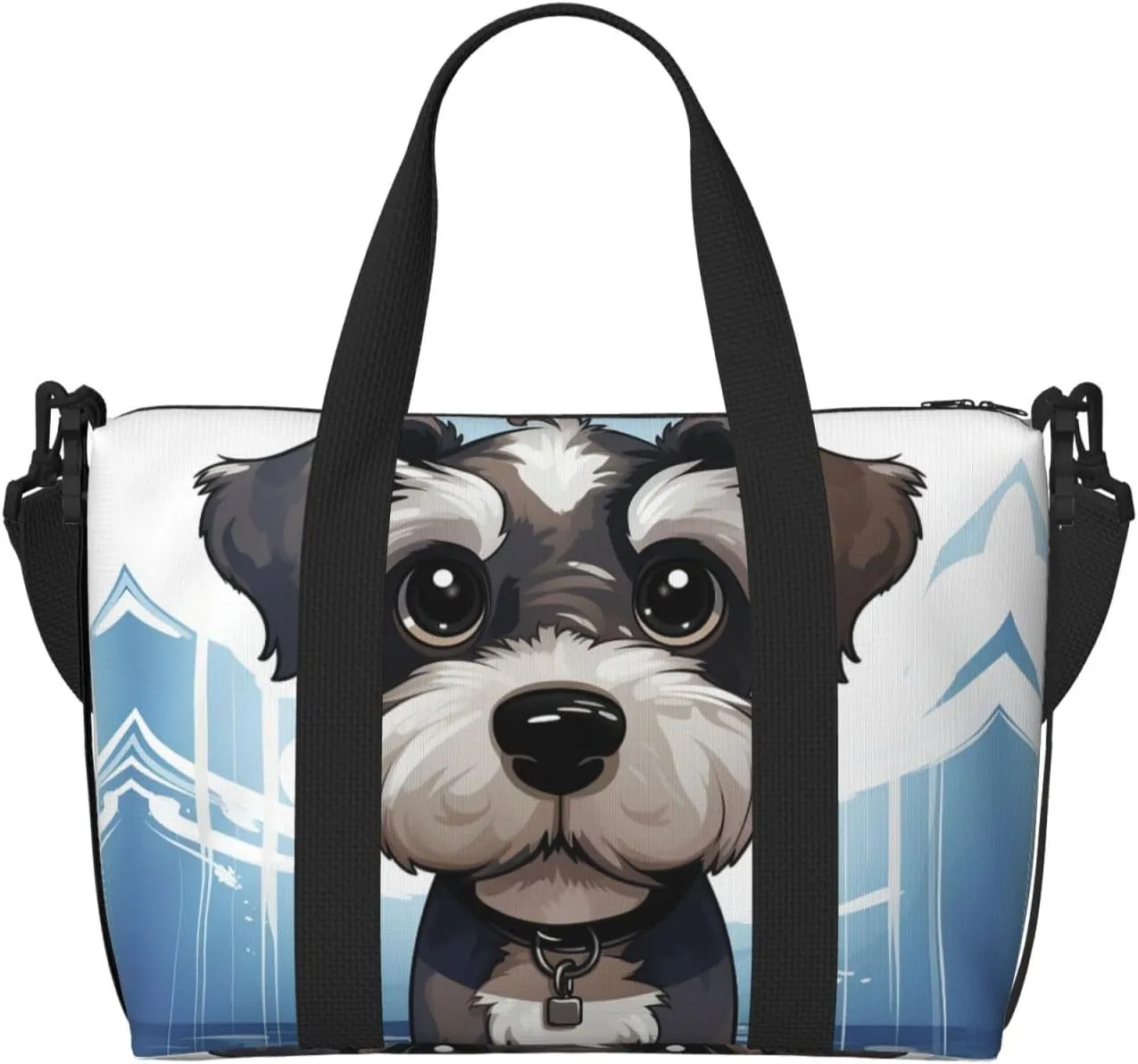 Sports Gym Bag for Women Men Travel Duffel Bag Tote adorable schnauzer Weekender Bag Canvas Carry on Overnight Bag for Travel Swimming Fitness Workout Sports Duffle Bag