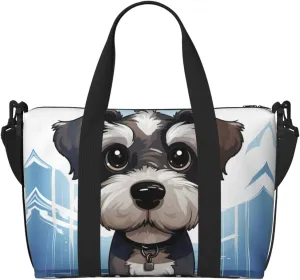 Sports Gym Bag for Women Men Travel Duffel Bag Tote adorable schnauzer Weekender Bag Canvas Carry on Overnight Bag for Travel Swimming Fitness Workout Sports Duffle Bag