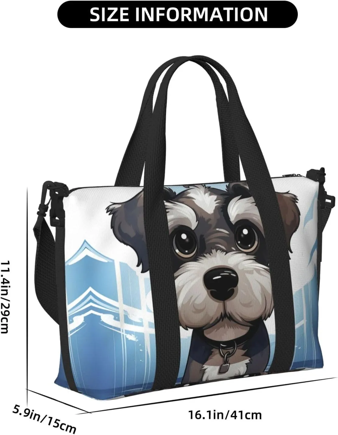 Sports Gym Bag for Women Men Travel Duffel Bag Tote adorable schnauzer Weekender Bag Canvas Carry on Overnight Bag for Travel Swimming Fitness Workout Sports Duffle Bag