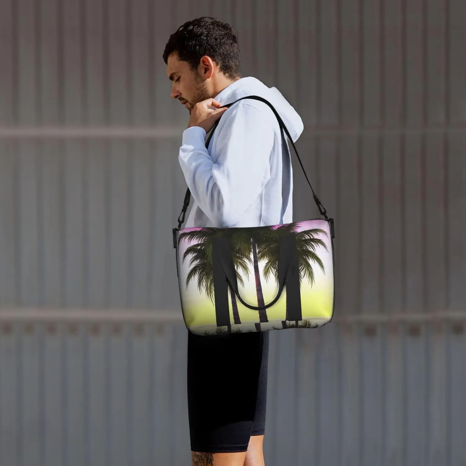 Sports Gym Bag for Women Men Travel Duffel Bag Tote Tropical Palm Tree Weekender Bag Canvas Carry on Overnight Bag for Travel Swimming Fitness Workout Sports Duffle Bag