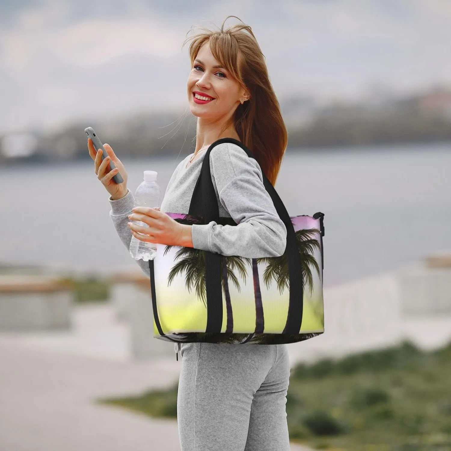 Sports Gym Bag for Women Men Travel Duffel Bag Tote Tropical Palm Tree Weekender Bag Canvas Carry on Overnight Bag for Travel Swimming Fitness Workout Sports Duffle Bag