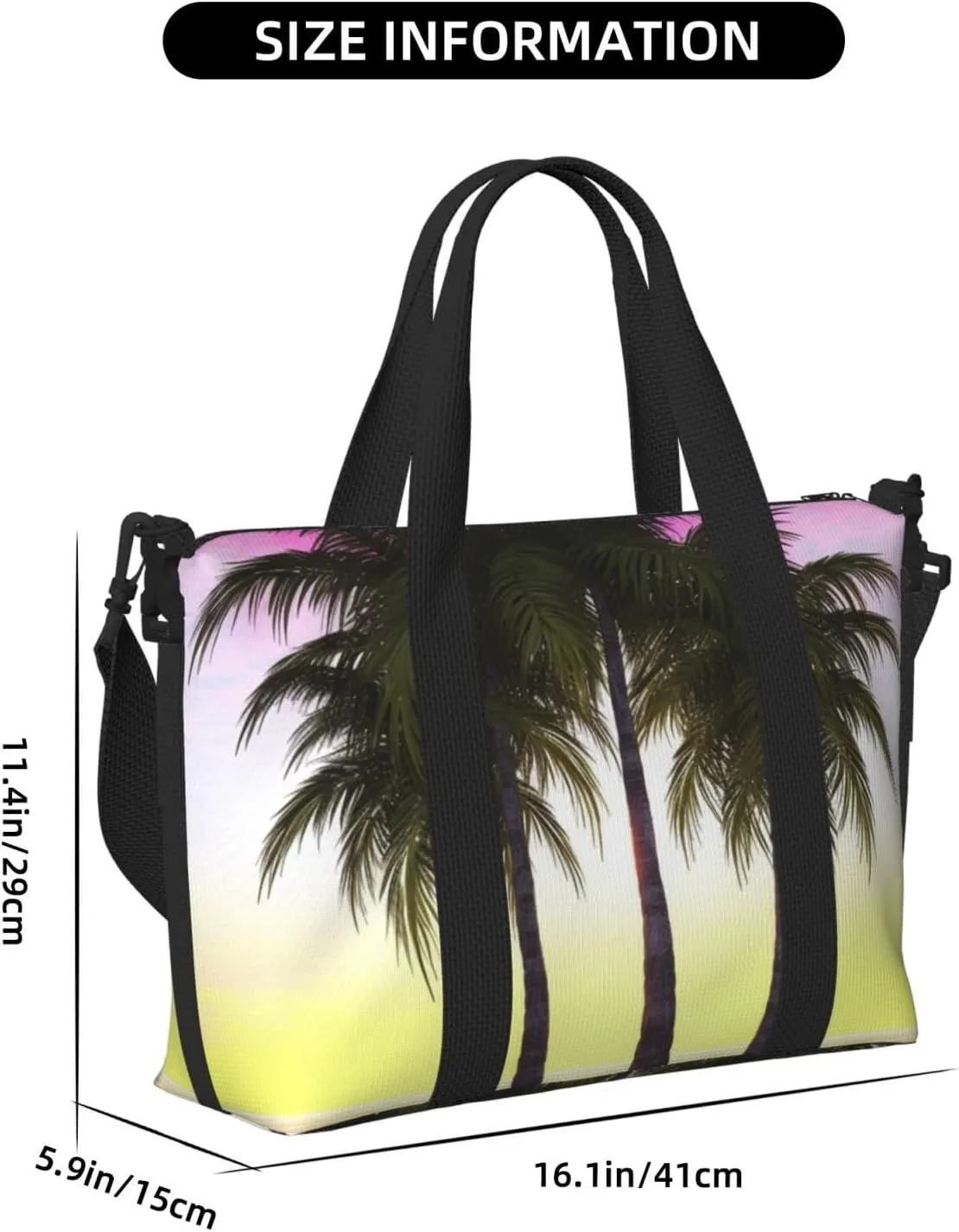 Sports Gym Bag for Women Men Travel Duffel Bag Tote Tropical Palm Tree Weekender Bag Canvas Carry on Overnight Bag for Travel Swimming Fitness Workout Sports Duffle Bag