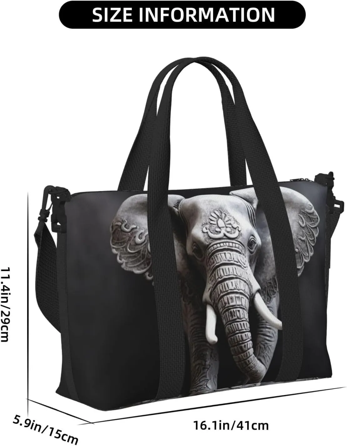 Sports Gym Bag for Women Men Travel Duffel Bag Tote Weekender Bag Carry on Overnight Bag for Travel Swimming Fitness Workout Sports Gray Elephant Duffle Bag