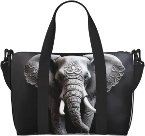 Sports Gym Bag for Women Men Travel Duffel Bag Tote Weekender Bag Carry on Overnight Bag for Travel Swimming Fitness Workout Sports Gray Elephant Duffle Bag