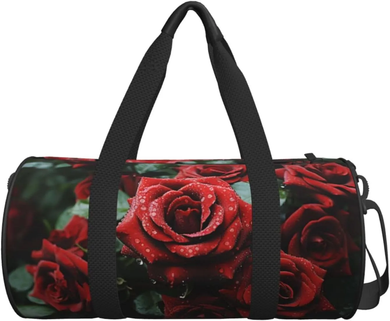 Sports Gym Bag for Women Men Travel Duffel Bag Tote Weekender Bag Carry on Overnight Bag for Travel Swimming Fitness Workout Sports Red and black rose Duffle Bag