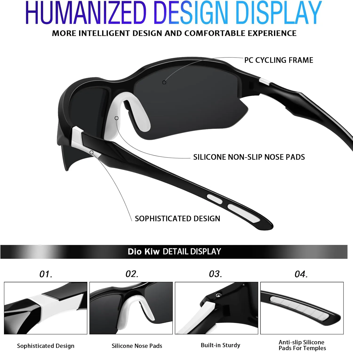 Sports Polarized Sunglasses for Men Cycling Running Fishing UV Protection Sun Glasses Lightweight Half Frame Goggles