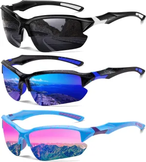 Sports Polarized Sunglasses for Men Cycling Running UV Protection Sun Glasses Lightweight Half Frame Goggles