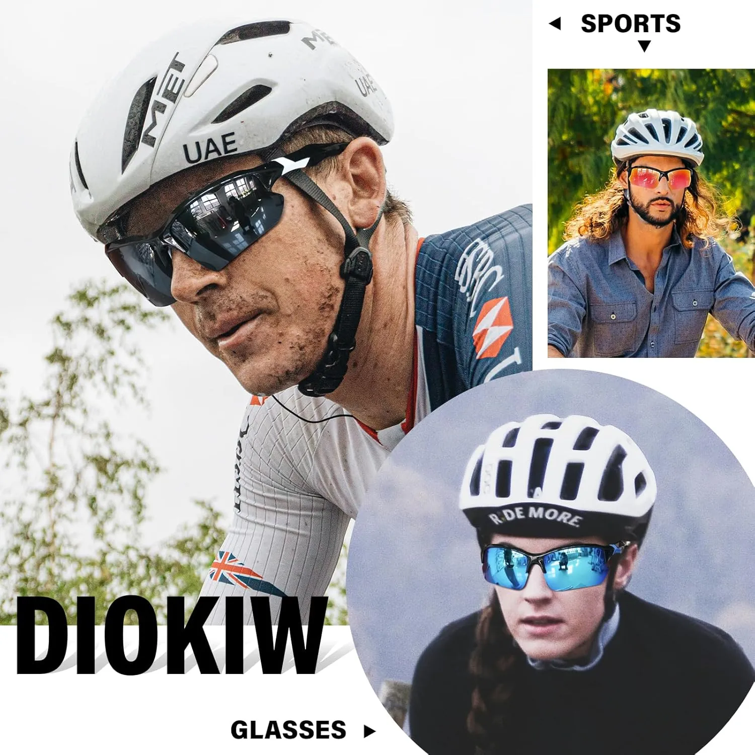 Sports Polarized Sunglasses for Men Cycling Running UV Protection Sun Glasses Lightweight Half Frame Goggles