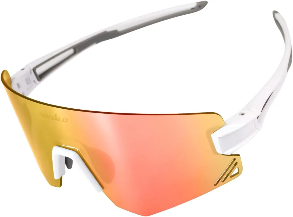 SQUALO Polarized Sports Sunglasses, UV Protection Cycling Sunglasses for Women Men, Windproof Goggles with Mirror Lens