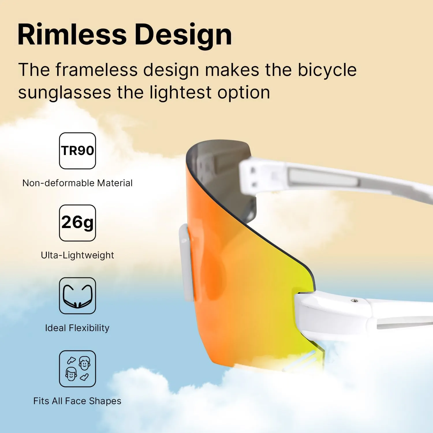 SQUALO Polarized Sports Sunglasses, UV Protection Cycling Sunglasses for Women Men, Windproof Goggles with Mirror Lens