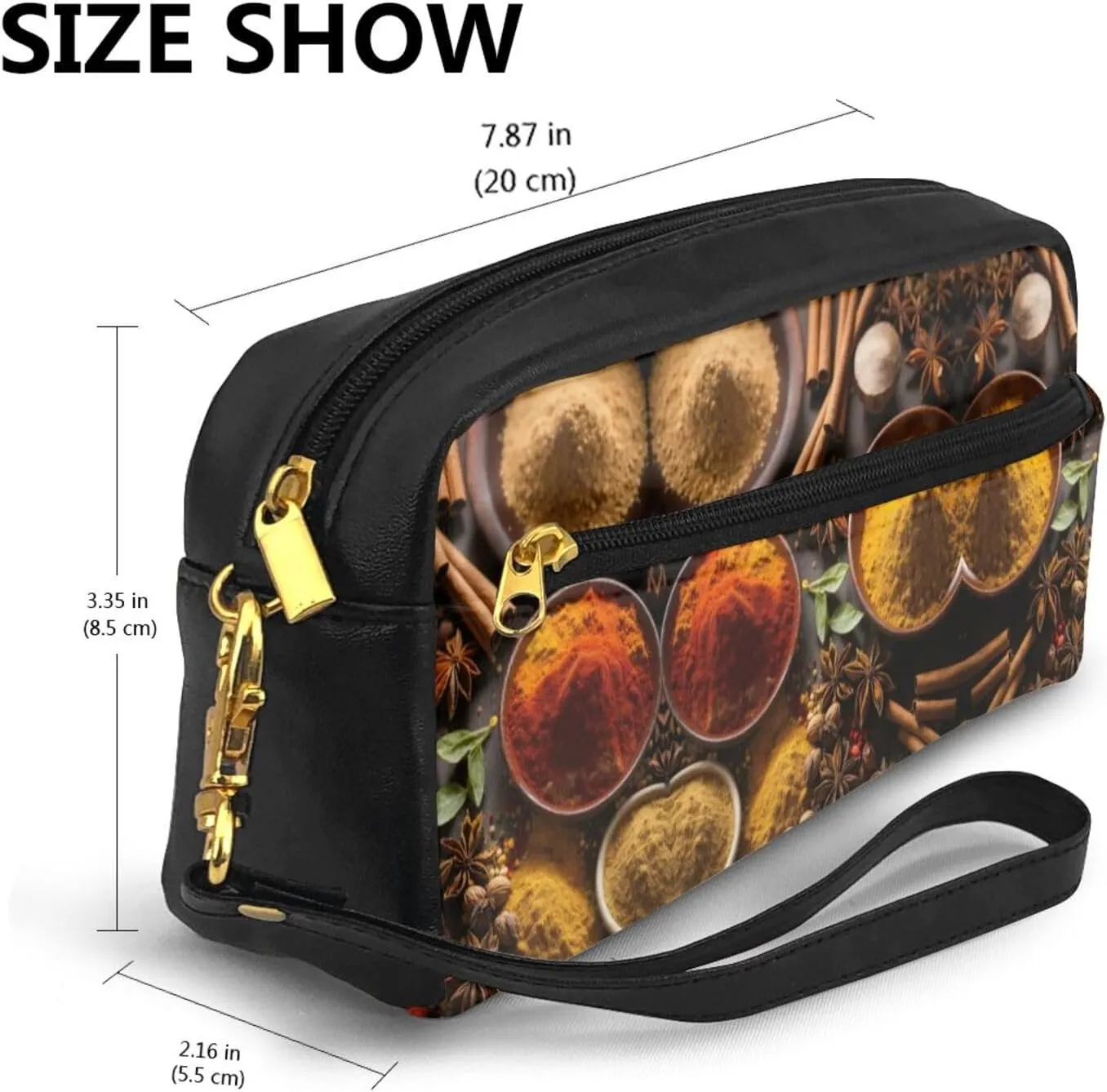 SSIMOO Condiments Spices Print Travel Makeup Bag For On-The-Go Style For Storing Cosmetics And Beauty Essentials