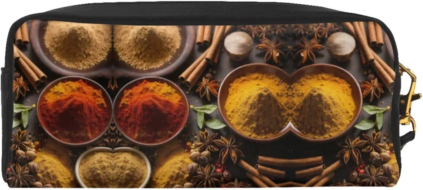 SSIMOO Condiments Spices Print Travel Makeup Bag For On-The-Go Style For Storing Cosmetics And Beauty Essentials