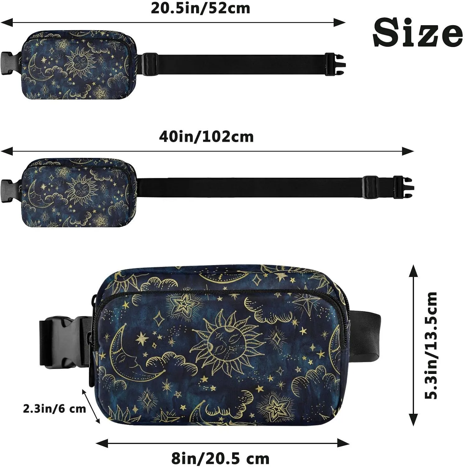Starry Sun Fanny Packs for Women Men Crossbody Bag Fashion Waist Packs Waterproof Sling Bag Belt Bag Waist Pouch with Adjustable Strap for Outdoors Shopping Valentines Day Gifts Workout Travel Hiking