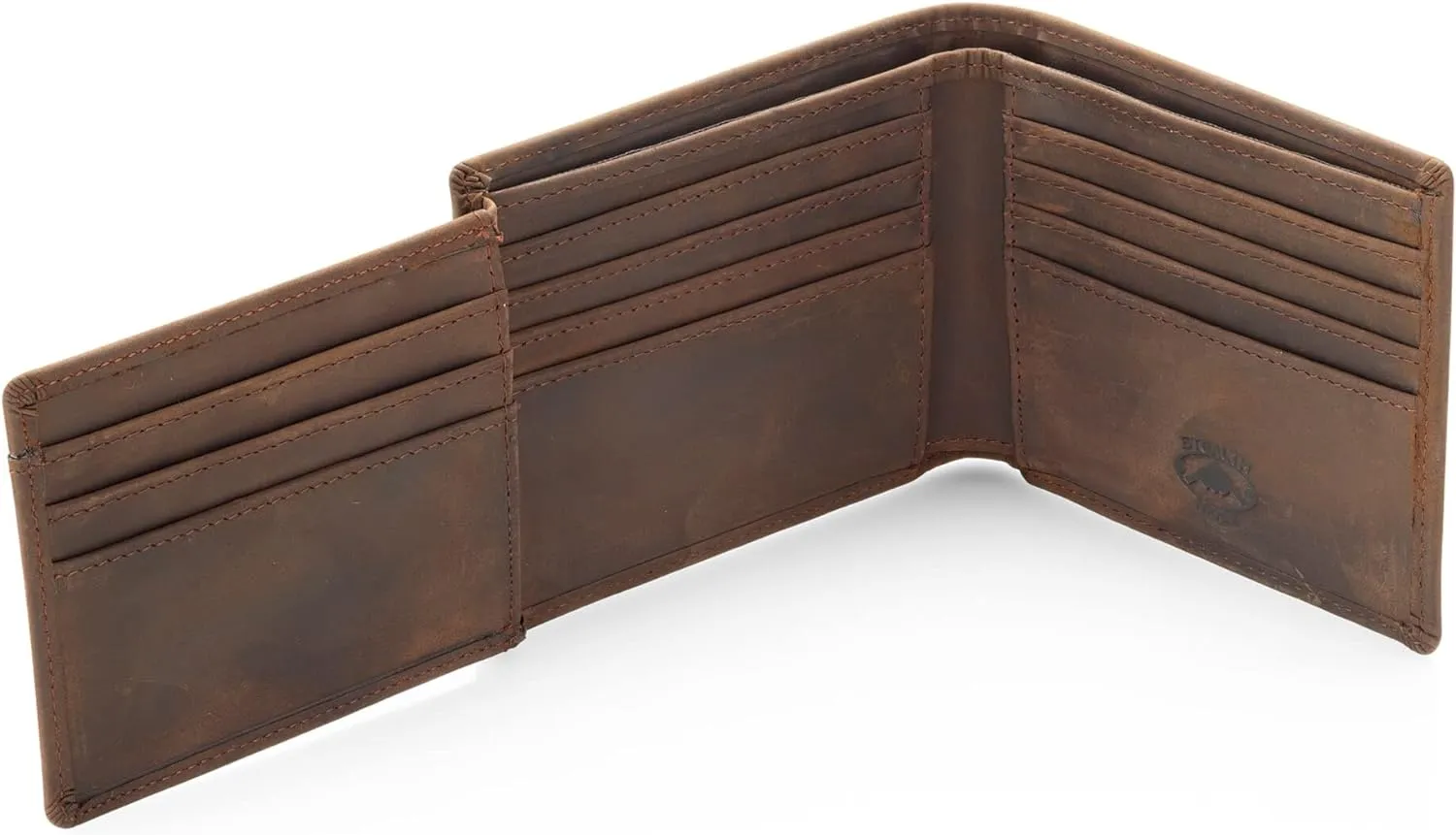 Stealth Mode Leather Bifold Wallet for Men - RFID Blocking, 11 Card Slots, Gift Box