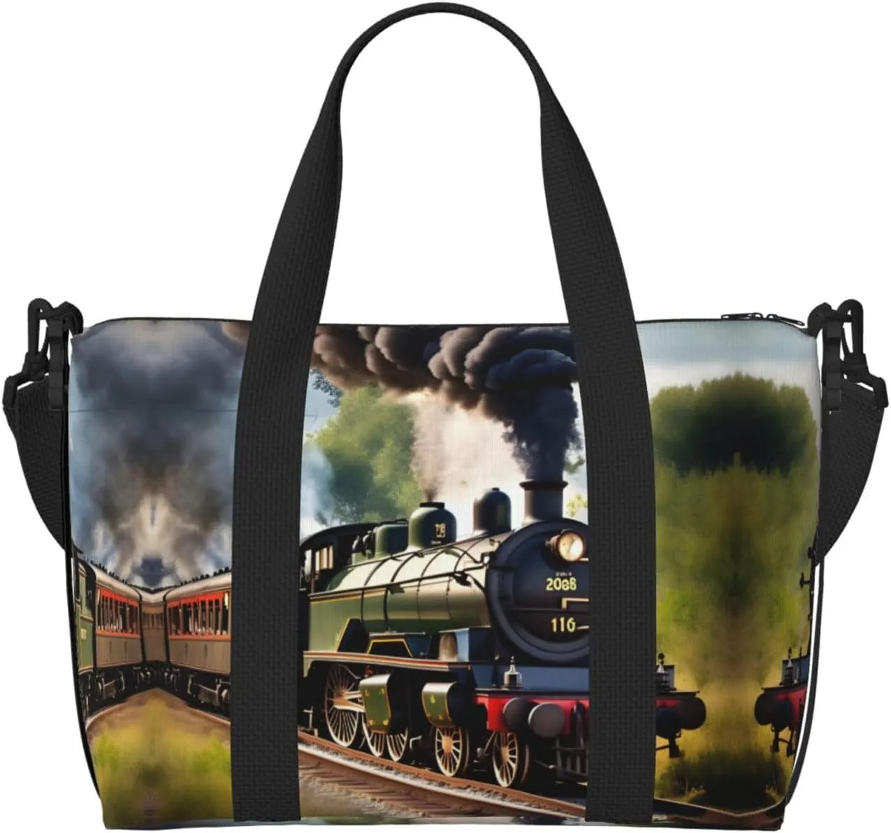Steam Little Train print Travel Duffle Bag,Weekender Bags,Gym Duffel Bag,Luggage Duffle Overnight for Women Men