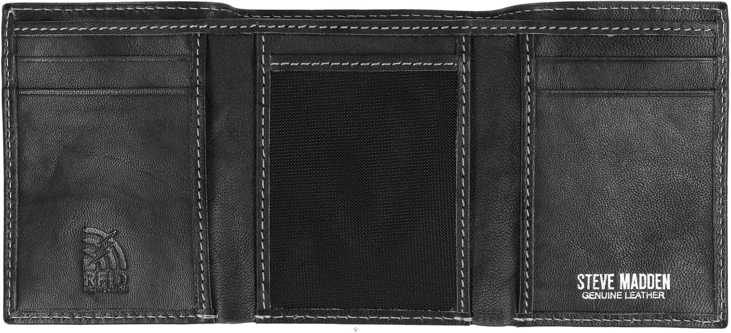 Steve Madden Men's RFID Trifold Wallet with Id Window