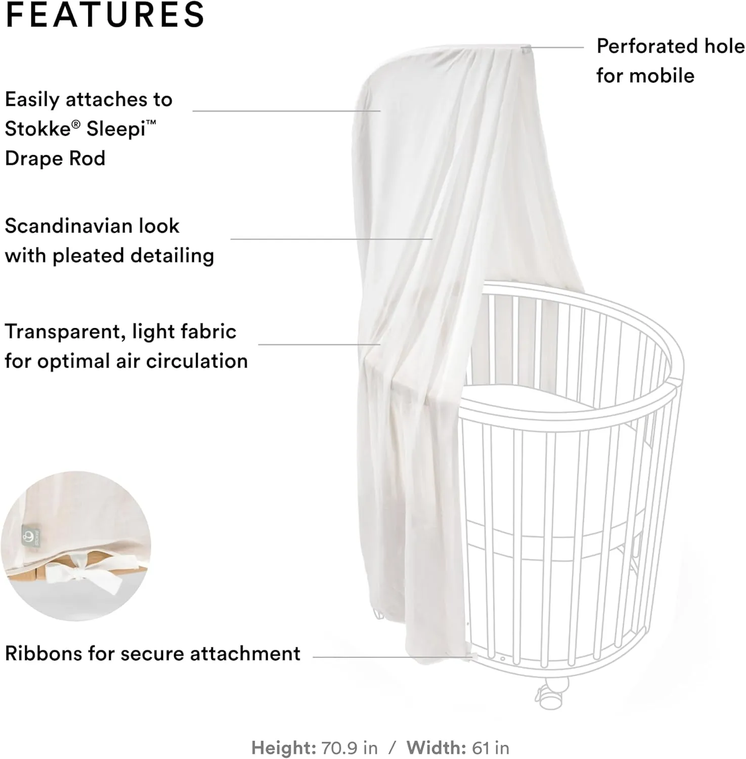 Stokke Sleepi Canopy V3, White - Create a Cozy, Calm Environment for Baby - Easy to Assemble - Lightweight Fabric - Compatible with Sleepi Mini & Bed
