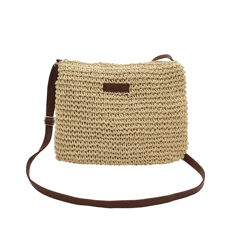 Straw Bags for Women Trend 2024 Casual Designer Solid Color Crossbody Bag Female Vacation Beach Shoulder Bag Sac De Luxe Femme